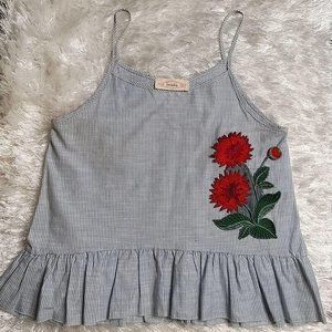 Twinkle striped flare blouse with Flower